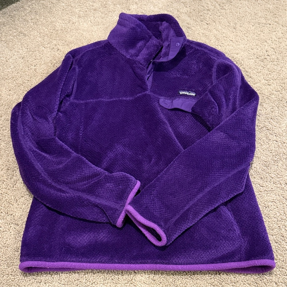 Patagonia Purple Fleece Snap-Detail Pullover